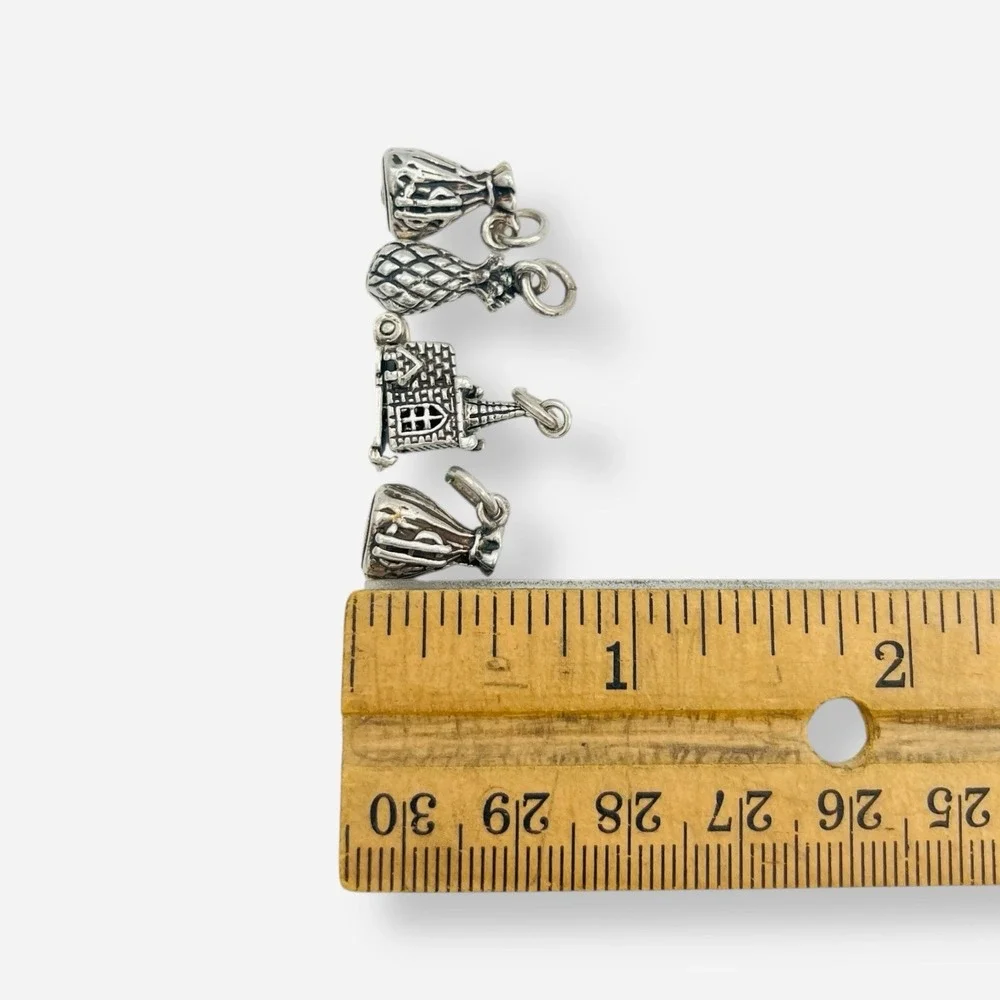 Sterling Silver Charm Church Wedding Money Bag Pineapple Cake Pull Lot 4 925 MH - Picture 9 of 10